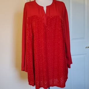 Beautiful Red Liz Claiborne Woman Blouse - 2X